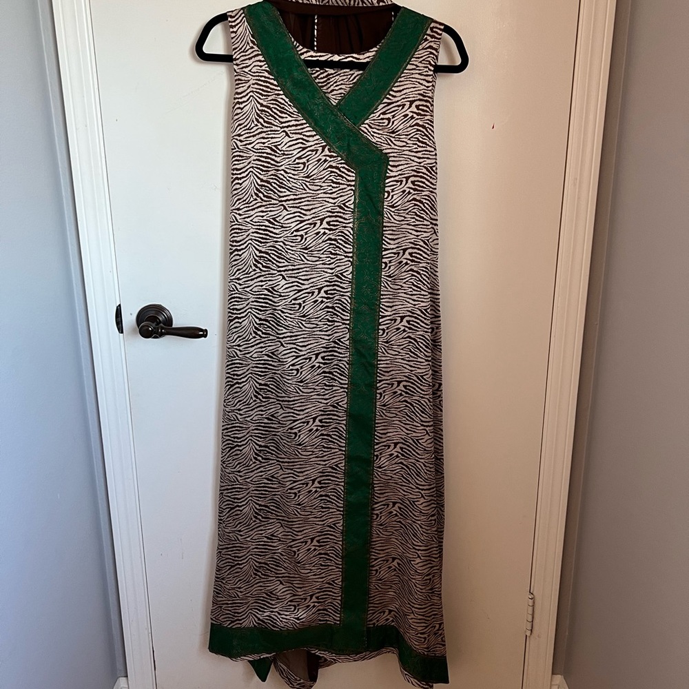 Chamois silk kameez with block print